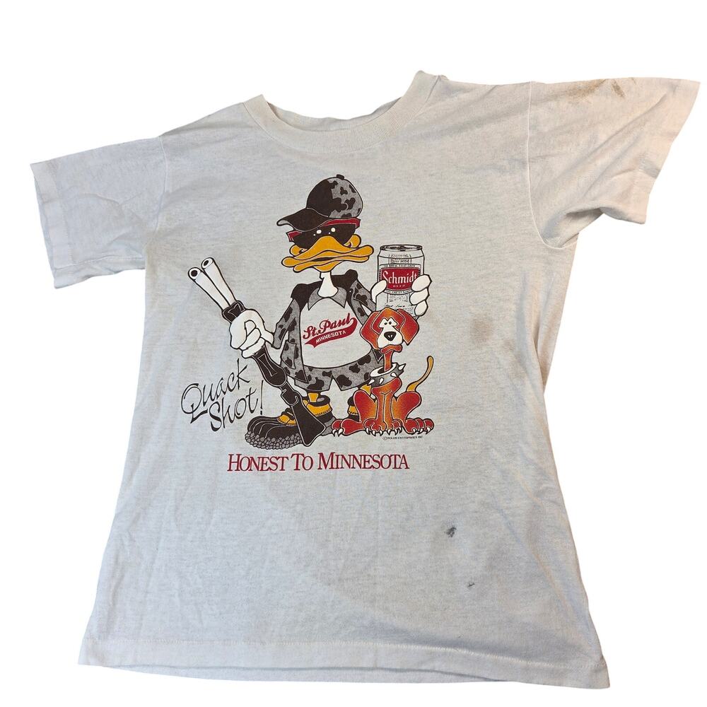 Schmidt Beer Quack Shot Honest To Minnesota Vintage USA Single Stitch Tee S